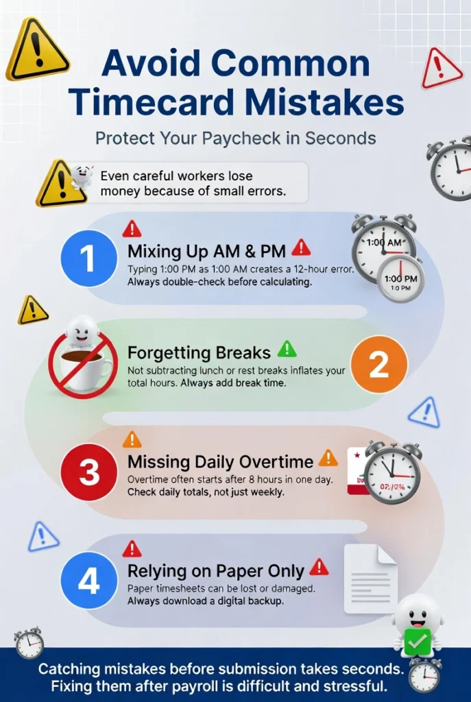 Step-by-step guide to avoid common timecard mistakes for US workers