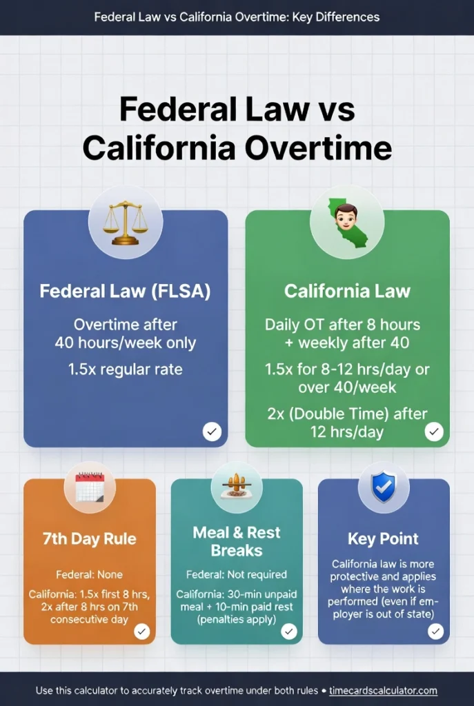 Federal law Vs California Overtime: Key Differences