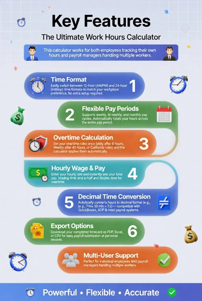 Key features of time card calculator