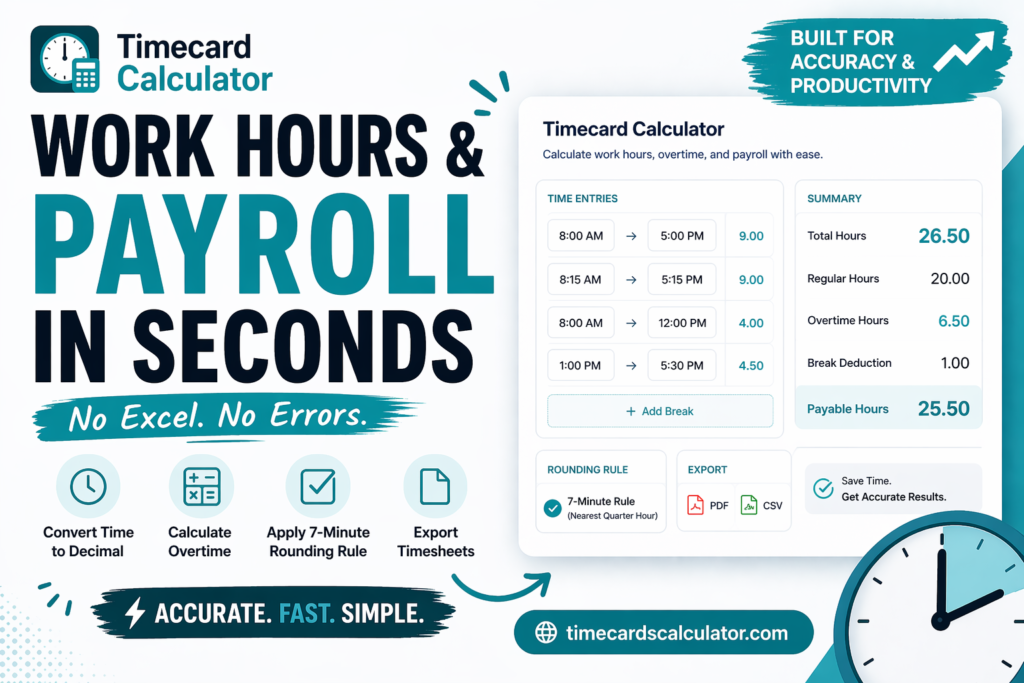 Features of time card calculator